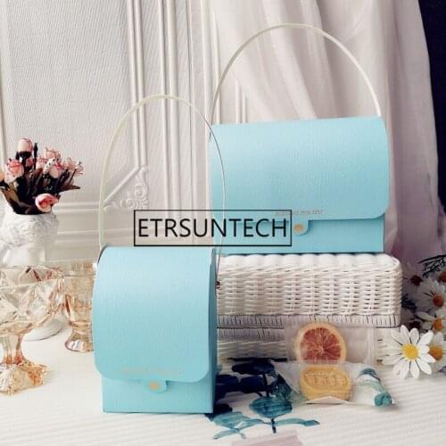 100pcs Paper Candy Boxes With Handle Snack Cookie Chocolates Gifts Box for Wedding Birthday Party Decoration