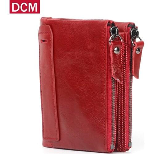 100% Top Quality Cow Genuine Leather Small Wallet Rfid Dollar Price Short Style Female Purse Brand Carteira Masculina