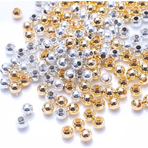 2/2.4/3.2/5/6/8mm Plated Metal Round Ball Beads Loose Spacer Beads Diy Making Jewelry Findings Accessories Wholesale In Bulk