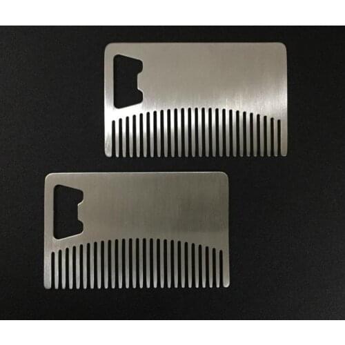 50pcs Fast shipping Card style Mens mustache comb Beer openers Anti Static Stainless Steel Comb Bottle Opener SN3343