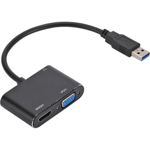 USB 3.0 to VGA Adapter 1080P Multi-Display 2 in 1 USB to HDMI-compatible Converter for XP Windows 7/8/10 OS