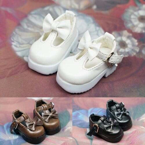 D01-P608 Doll handmade clothes 1/6 yosd doll Accessories Bow buckle shoes white brown black color 1pair