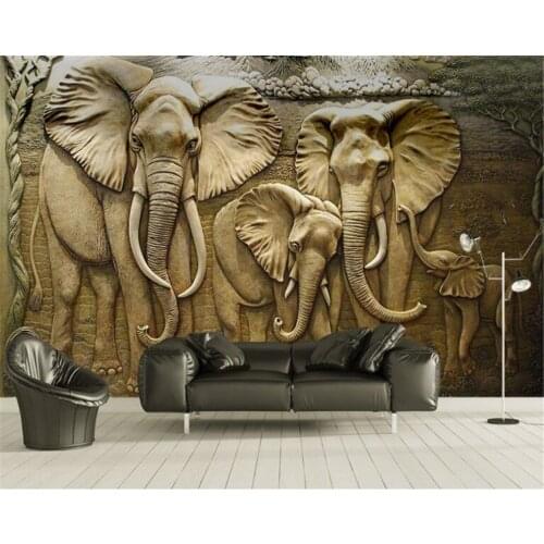 Beibehang Custom Wallpaper 3D Embossed Golden reliefs elephant Modern Abstract Art Wall Painting Living Room Bedroom wallpaper