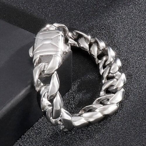 Personality Hip Hop Mens Stainless Steel Jewelry Fashion Simple Cuban Chain Nightclub Jump Di Titanium Steel Bracelet