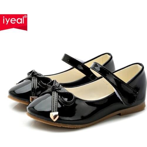 IYEAL Children Girls Shoes Wedding Dress Shoes for Girls School Student Big Girls Party Elegant Black Leather Shoes