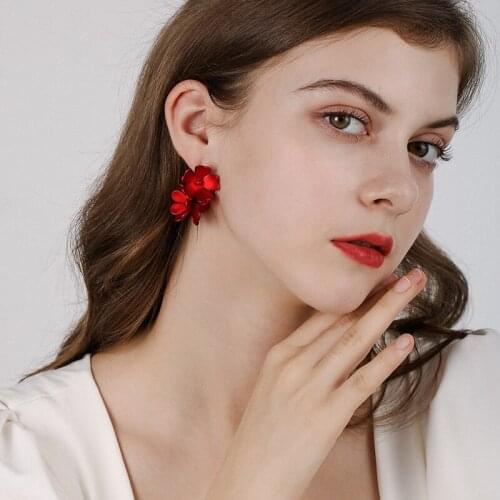 DARA Fashion Red Hot Flower Earring Flower Holder 2021 New Trend
