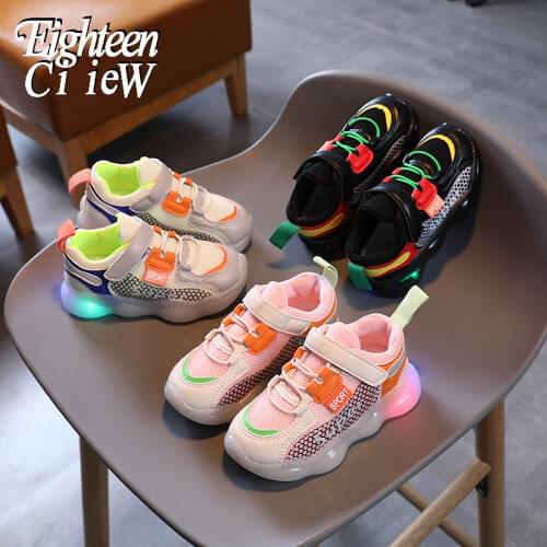 Size 21-30 Kids Light Up Shoes Glowing Sneakers Baby Mesh Luminous Sneakers Glowing for Children Casual Shoes Non-slip Sneakers