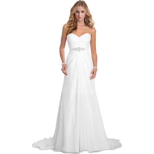 Elegant Sleeveless V-neck Simple Wedding Dress Custom White Ivory Satin Chapel Train Vestido De Novia 2019 New Bridal Dresses