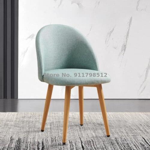Nordic chair wrought iron fabric simple dining chair makeup chair net red ins stool backrest home study desk chair