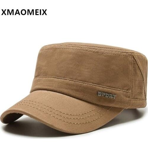 XMAOMEIX New Spring Mens Flat Cap Cotton Army Military Hats Snapback Cap Adjustable Size Simple Casual Male Bone Sports Cap