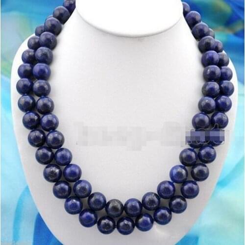 Beautiful 12mm Blue Egyptian Lapis Lazuli Round Beads Necklace 36" 50"