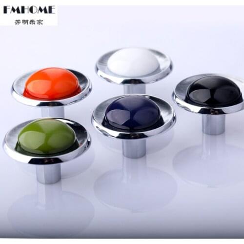 Creative fashion color furniture door handle chrome black blue orange white drawer shoe cabinet tv cabinet kitchen cabinet knob