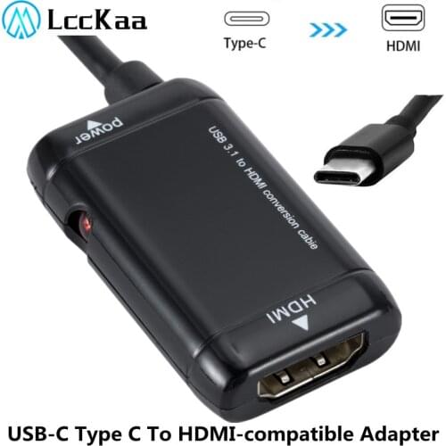 LccKaa Type C to HDMI-compatible Adapter USB 3.1 USB C Male to HDMI-compatible Female Converter Cable for Android Phone Tablet