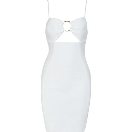 2021 Summer Women Hollow Out Bodycon Bandage Dress Sexy Spaghetti Strap Mini Sleeveless Club Party Dresses