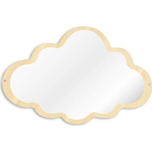 Cute Cloud Theme Nursery Baby Room Decor Acrylic Wall Mirror Wooden Back Scandi-Boho Style Handmade Housewarming Mural Gift