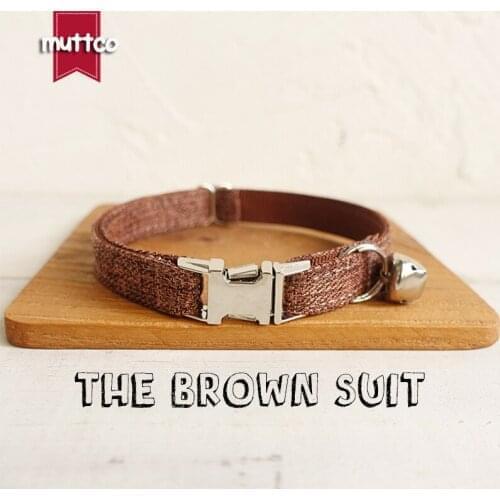 MUTTCO Retailing self-designed fashion handmade high quality cat collar like gentleman THE BROWN SUIT cat collar 2 sizes UCC039