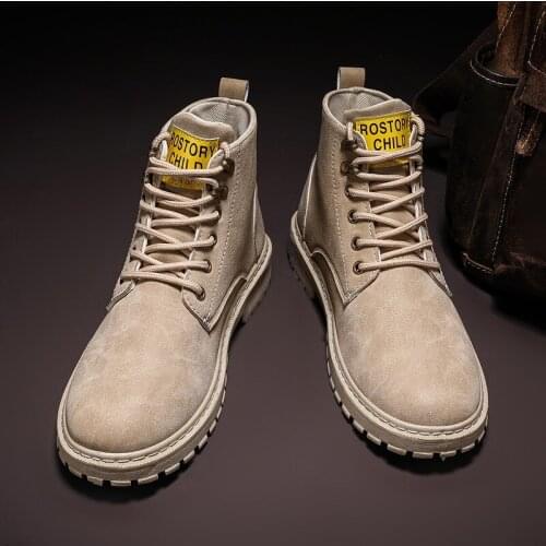 Men Boots PU Leather Autumn Fashion Casual Shoes Men Classic Brand Ankle Boots Men Comfy Lace-up Footwear Mens Boots