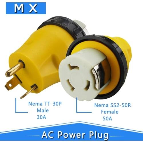 NEMA TT-30P to SS2-50R 3 Prong Adapter 30 Amp to 50 Amp RV 50 Amp to 30 Amp Twist Lock RV Adapter