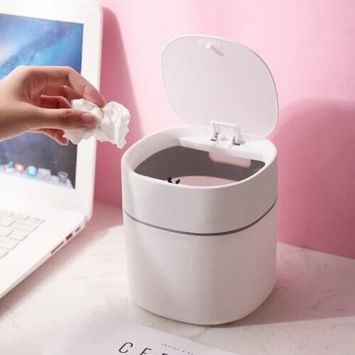 Mini Desktop Multifunctional Trash Can Home Car Storage Bucket Accessories With Lid Garbage Bin for Living Room Office