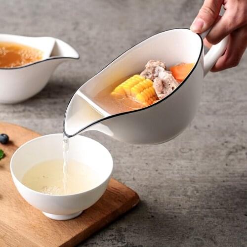 Nordic household ceramic oil filter artifact, soup separation month, oil separation soup pot, skimming oil filter kitchen