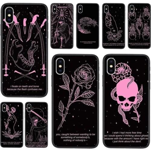 The Newest TPU Soft Phone Case Cover Black Skull Pink Proverb For Xiaomi Redmi 9 8 7 K40 9A 9C Pro Plus Nfc K30 K20