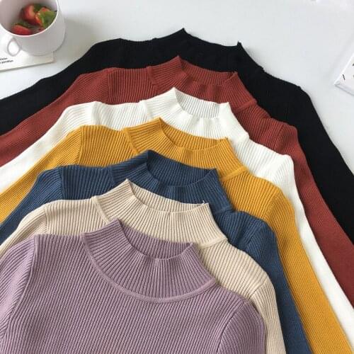 New 2018 Fashion Women Sweaters High Elastic Solid Turtleneck Sweater Autumn Winter Slim Tight Bottoming Knitted Pullovers