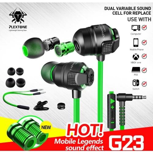New product PLEXTONE G23 dual-mode voice changer 3.5mm AUX in-ear wired gaming headset with mic noise reduction music headset