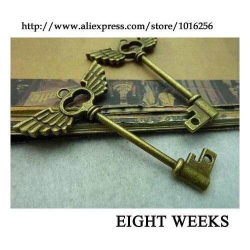 Zinc alloy pendant jewelry accessories diy handmade material charms Wings key 41 * 60 mm