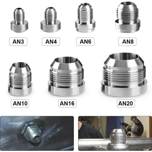 1PCS AN6 AN8 AN10 AN12 AN16 AN20 Male Billet Stainless Steel Straight Male Weld Fitting Adapter Weld Bung Nitrous Hose Fitting