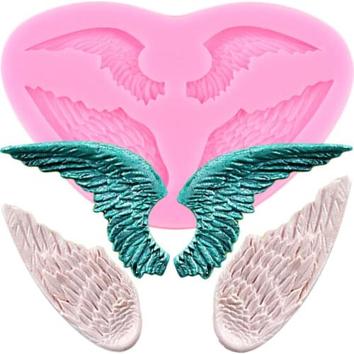 Birds Feather Angel Wings Silicone Molds DIY Cupcake Topper Fondant Cake Decorating Tools Candy Polymer Clay Chocolate Moulds