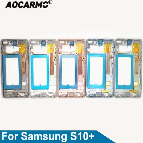 Aocarmo For Samsung Galaxy S10 Plus S10+ G9750 Middle Frame Panel Bezel Housing Bezel With Buttons Replacement Parts