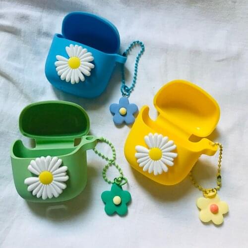 Silicone Protect case for JBL tune 220 Case fashion daisy Pendant keychain Earphones Non-slip Cover for JBL 225 t220 tws