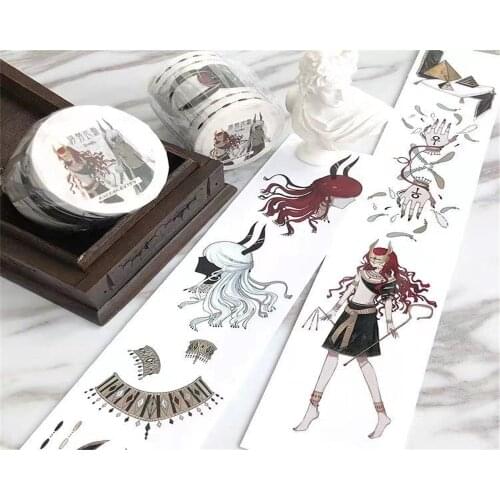 Fairy Gothic Theme Mask Girl Washi Tape for Card Making Bullet Journal DIY Scrapbooking Decorative Sticker