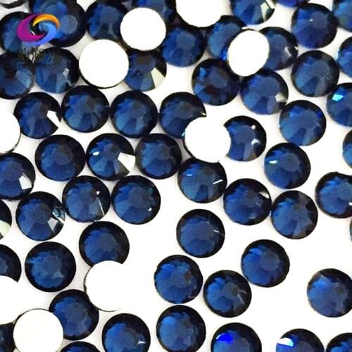 SS3-SS34 Ink blue color Non HotFix flatback Top-level glass crystal 3D Nail Art Rhinestones diy ecorations MFML