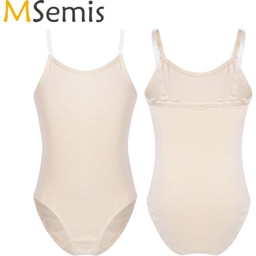 Nude Teens Girls Seamless Dance Leotard Underwear for Kids Ballet Tutu Gymnastics Leotard Sports Bodysuit with 2 Pieces Straps