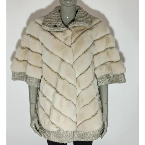 Womens Winter Autumn Real Rex Rabbit Natural Fur Navy Blue Pastel Coats New Fashion Elegant Zipper Comfortable Outerwear Jacket