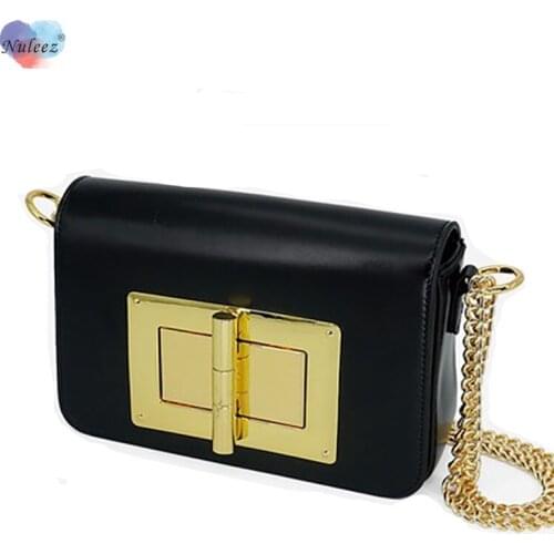 Nuleez Brand Flap Bag Women New Big Golden Lock Genuine Leather Cowhide Chains Strap Luxury Italy Fashion Style 2021 Autumn