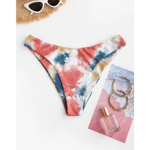 Women Low Waist Swim Pants Print Swimsuit Bikini Bottom 2021 Summer Swimwear Sexy Girls Swim Briefs Sporty Shorts