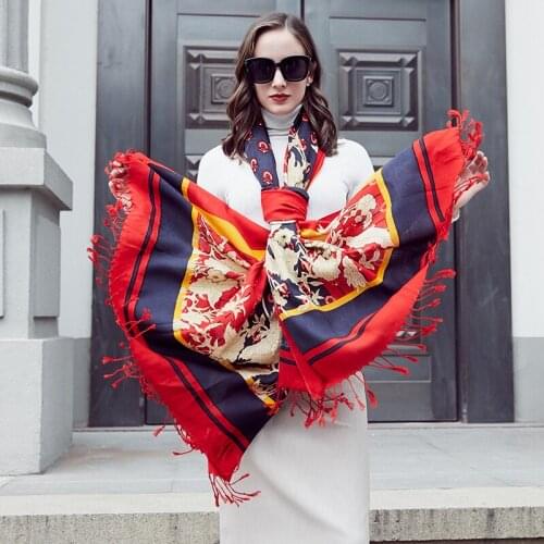 DANA XU 2019 New Scarf Women Luxury Brand Foulard Femme Pure Wool Bufanda Mujer Casaco Feminino Pashmina Fashion Red Pashmina