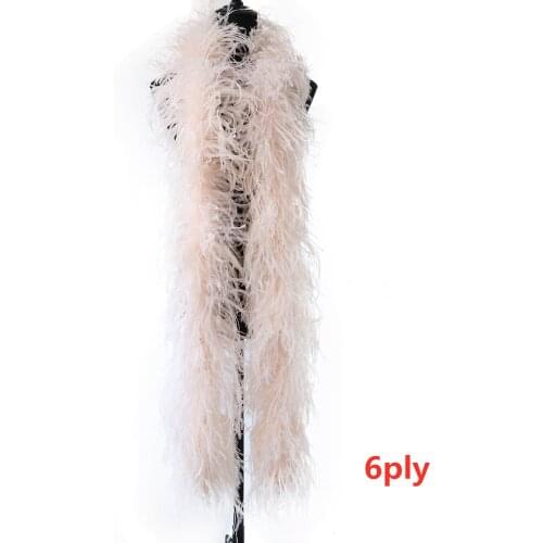 1-6ply Multicolor Ostrich feather boa Ostrich Wedding Party Dresses Decoration Clothing Sewing Trim feather Ribbon Crafts 2m