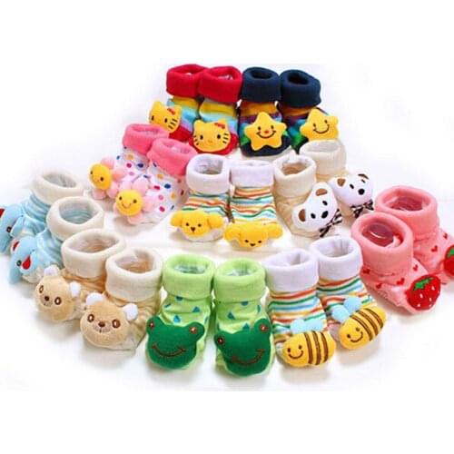1 Pair cotton children socks rubber anti slip floor cartoon kids Toddlers autumn spring Fashion Animal newborn Cute 20 Patterns