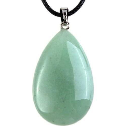100-Unique 1 Pcs Summer Style Silver Plated Natural Green Aventurine Water Drop Pendant Charm Jewelry