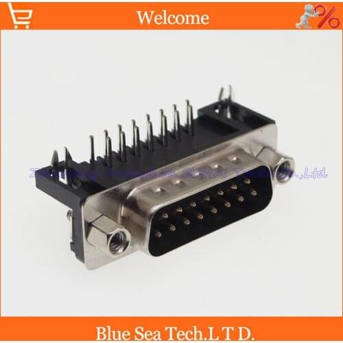 20pcs New male connector DR15 male socket/jack connector 15pin dual row 90 degrees curved foot VAG serial port
