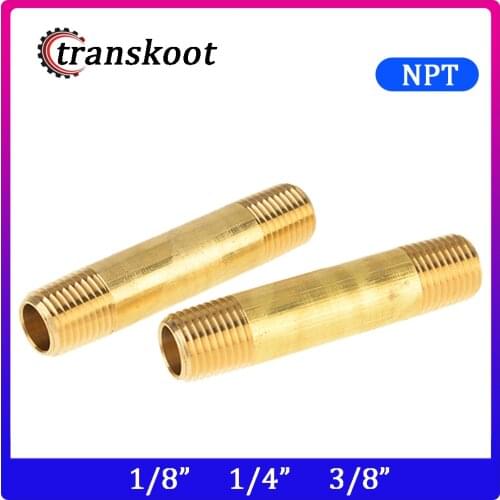 2pcs 3330 Brass Pipe Fitting 1/8" 1/4" 3/8" NPT Male Long Nipple Fitting, Brass Hose Fittinig Male Thread