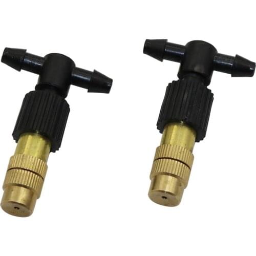 4 Pcs 6mm Adjustable Copper Nozzles With 4mm Barbed Tee Connectors Garden Irrigation Atomization humidification Sprinklers