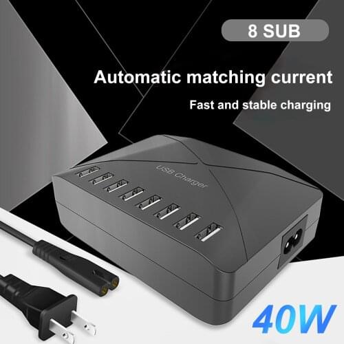8 Ports 40W Smart Charging Dock Charger for Phone Tablet Earphones Power Bank