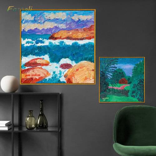 Bedroom Abstract Decorative Canvas Painting Retro Poster and Print Living Room Wall Art Paintings Blue Pictures Home Unframed 04