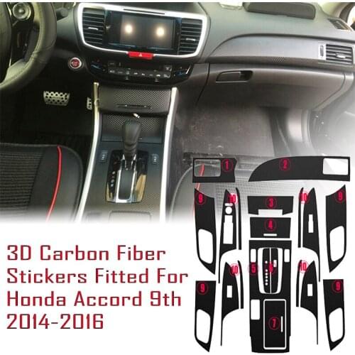 Car-Styling New 3D Carbon Fiber Car Interior Center Console Color Change Molding Sticker Decals For Honda Accord 9 TH