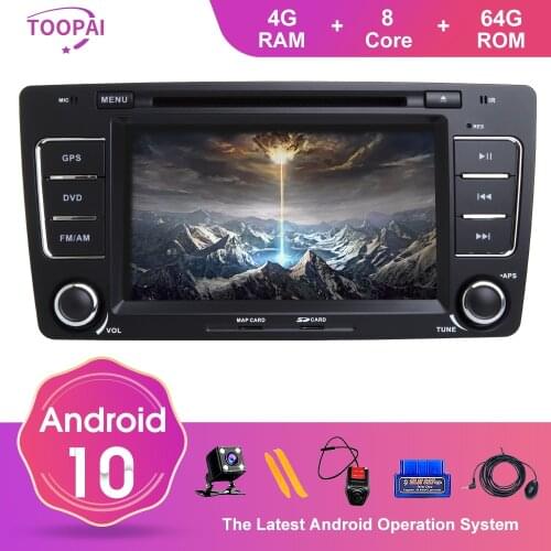 TOOPAI Android 10 For Skoda Octavia Yeti 2009 2010 2011 2012 2013 Auto Radio GPS Navigation Car Multimedia Player DVD CD SWC