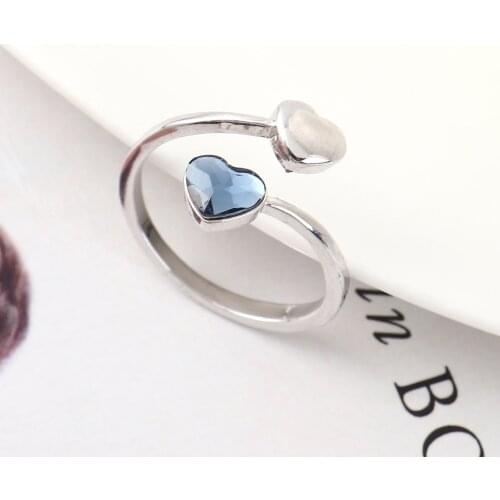 Baffin Double Heart Open Rings Adjustable for Women Party Dating Silver Color Anillos Mujer Fashion Gifts